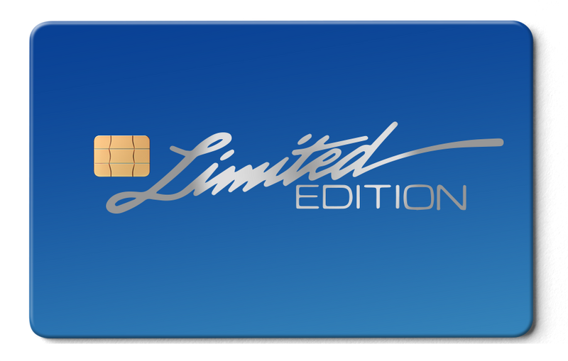 Limited Edition metal card by Gold Wraps, premium stainless steel collector card