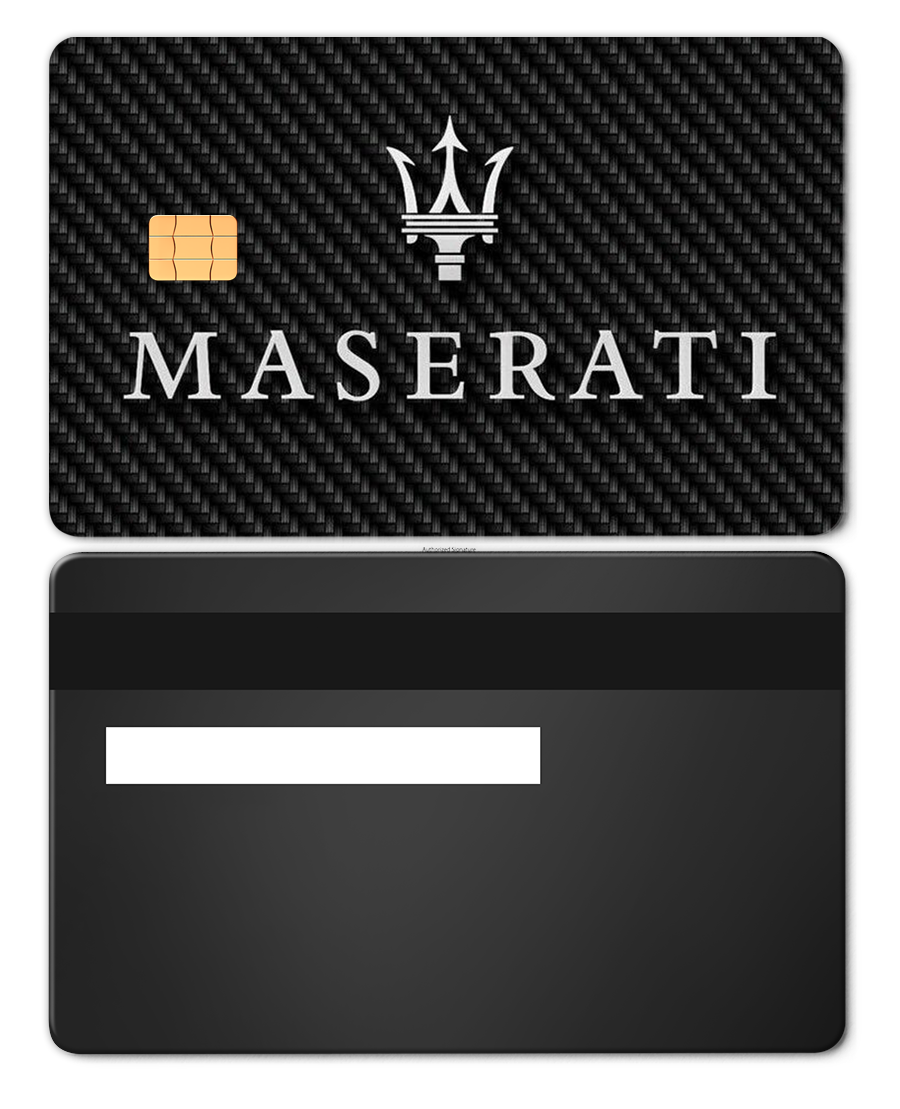 Exclusive Maserati metal card with sophisticated engraved artwork, premium custom metal card worldwide