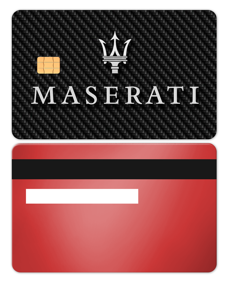 Exclusive luxury Maserati metal card with premium engraving, elite custom metal card for international markets