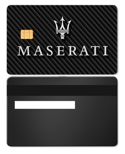 Luxury Maserati metal card featuring intricate engraving, elite custom metal card for global markets