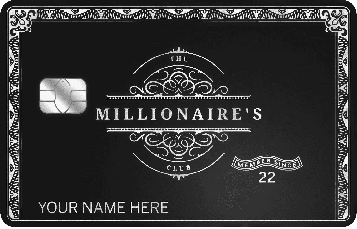 Millionaire's Club metal card by Gold Wraps, premium stainless steel wealth card