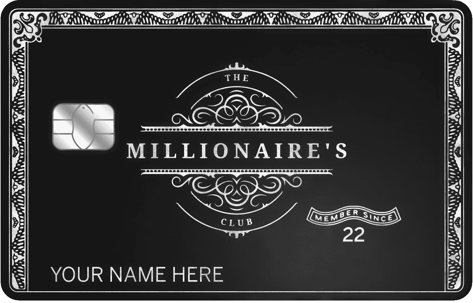 Millionaire's Club metal card by Gold Wraps, premium stainless steel wealth card
