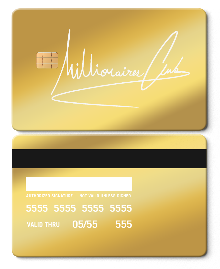 Exclusive limited edition Millionaires Club metal cards with unique engraving, high-end custom metal cards worldwide