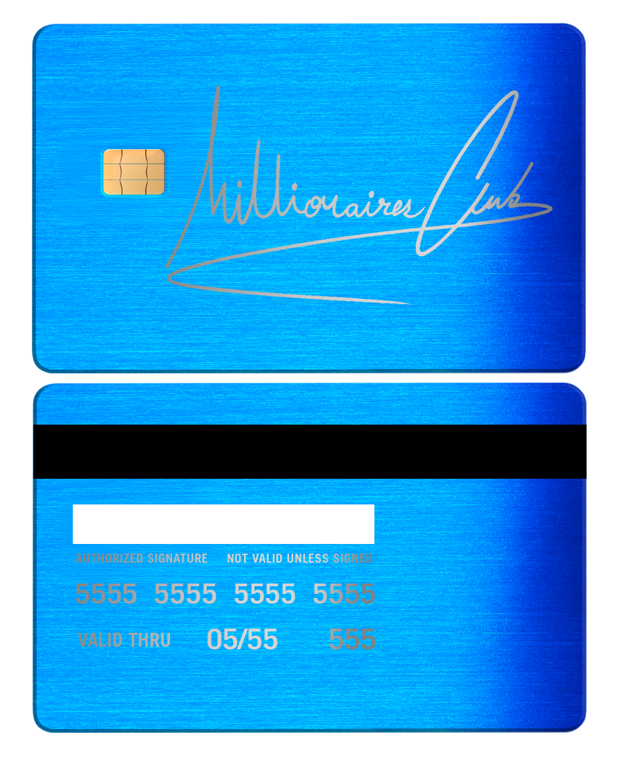 Luxury edition Millionaires Club metal cards with detailed engraving, high-quality metal cards for collectors