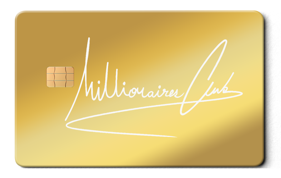 Millionaires Club metal card by Gold Wraps, premium stainless steel wealth card
