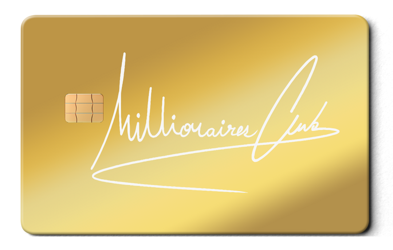 Millionaires Club metal card by Gold Wraps, premium stainless steel wealth card