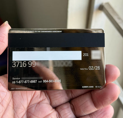 Exclusive Mirror Platinum AMX metal card with sophisticated modern luxury finish