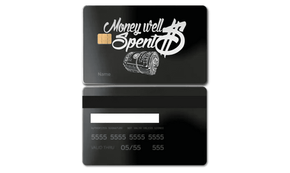 Elite Money Well Spent metal card with intricate engraved detailing for luxury branding