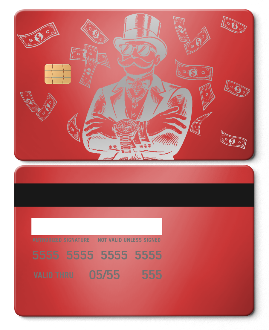 Monopoly Boss metal cards with intricate engraved artwork, premium custom metal cards for international collectors