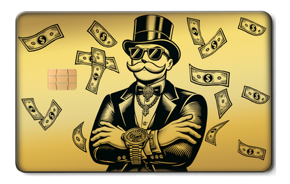 Monopoly Boss metal card by Gold Wraps, premium stainless steel Monopoly Man design