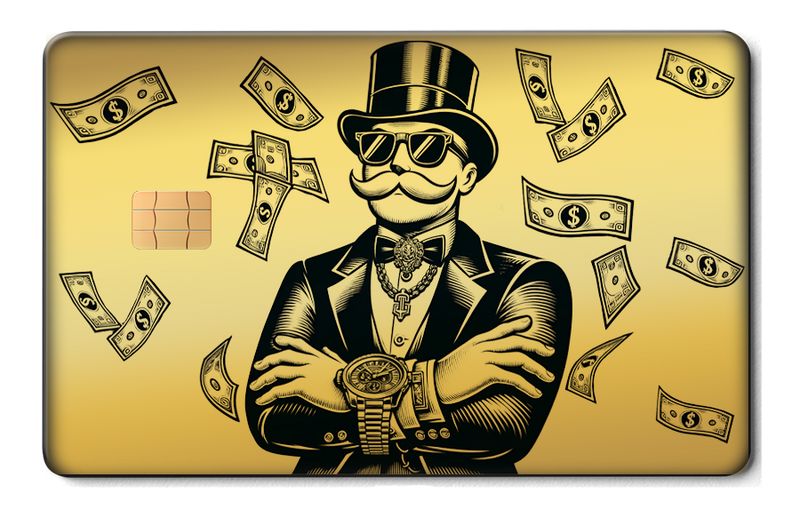 Monopoly Boss metal card by Gold Wraps, premium stainless steel Monopoly Man design