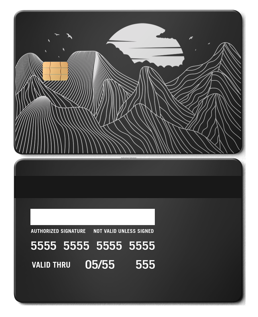 Luxury Mountain Line metal cards featuring intricate engraving, elite custom metal cards for global markets