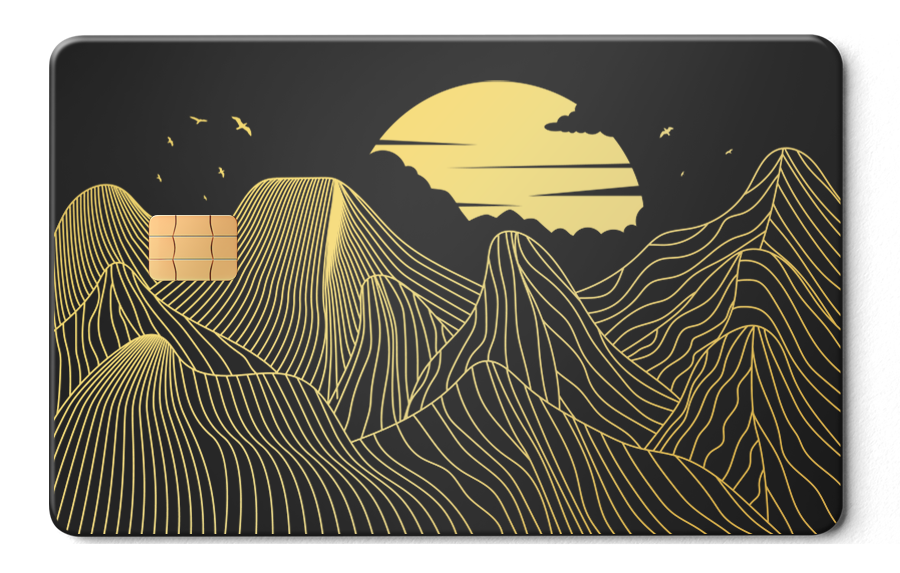 Mountain Line metal card by Gold Wraps, stainless steel with minimalist mountain design