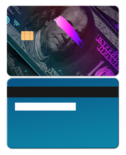 Neon Franklin metal card with intricate engraved artwork, premium custom metal card for international collectors