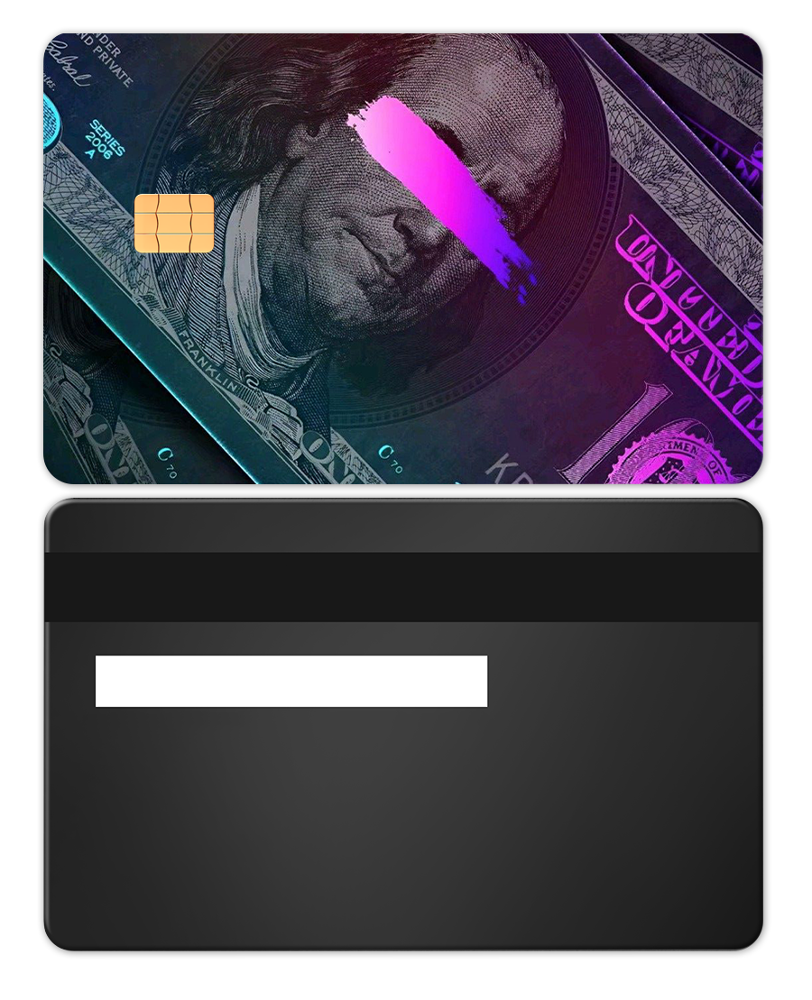 Luxury Neon Franklin metal card featuring intricate engraving, elite custom metal card for global markets