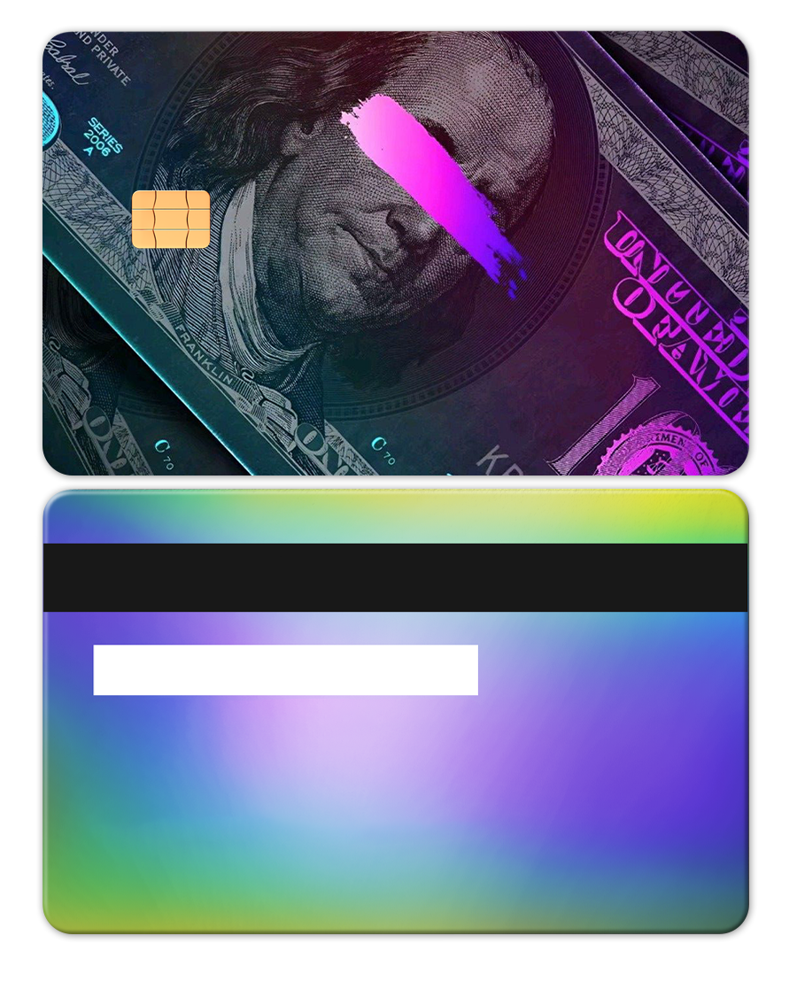 Premium Neon Franklin metal card with detailed engraved design, luxury metal card for collectors worldwide
