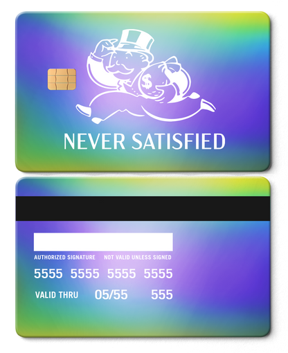 Exclusive luxury Never Satisfied metal card with premium engraving, elite custom metal card for international markets