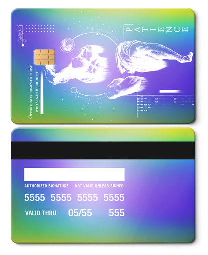 Custom engraved Overpowered metal card with intricate design, premium metal card for international collectors