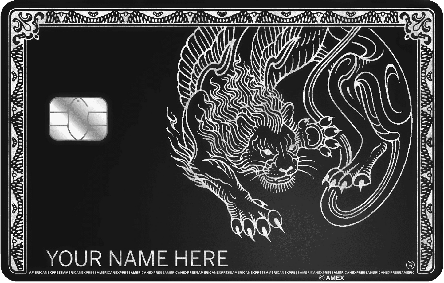 Panther metal card by Gold Wraps, premium stainless steel with panther design