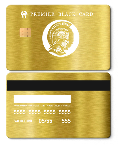 Collector showcase of Premier Black metal card, high-end luxury custom metal card worldwide