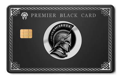 Premier Black Spartan metal card by Gold Wraps, premium stainless steel warrior design
