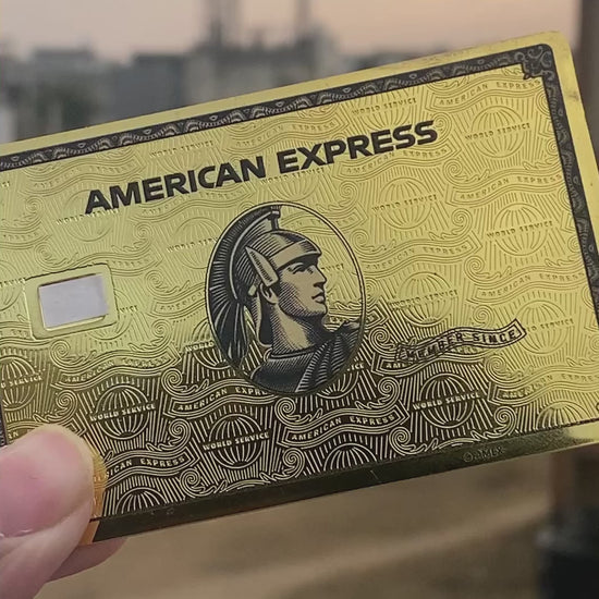 Video reel showcasing 24K Gold American Express metal card with premium craftsmanship, luxurious gold finish, and elite international appeal