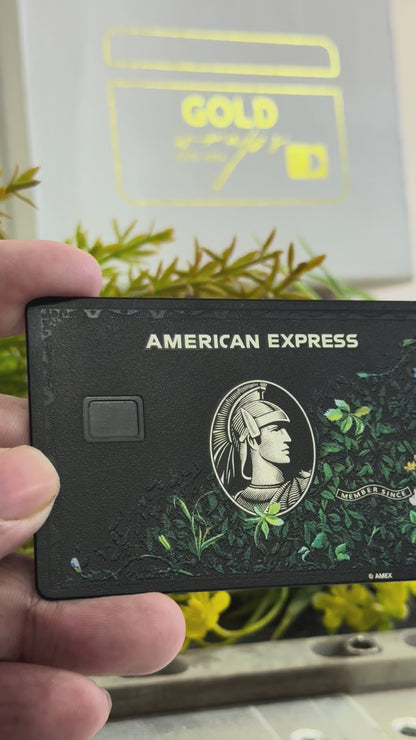High-end Floral Black American Express metal card designed for premium global banking and executive clients