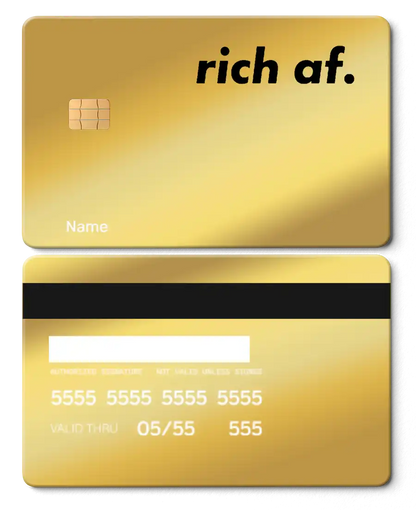 Exclusive limited edition Rich AF metal card with unique engraving, high-end custom metal card worldwide