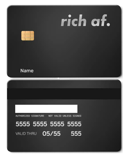High-end personalized Rich AF metal card with precision engraving, luxury metal card for collectors