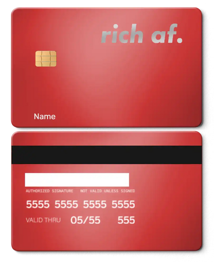Luxury edition Rich AF metal card with detailed engraving, high-quality metal card for collectors