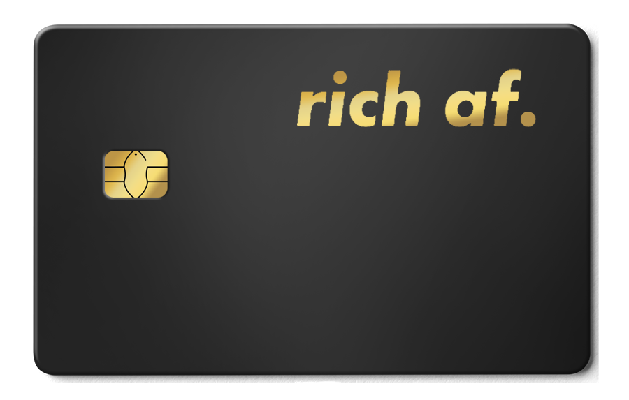 Rich AF metal card by Gold Wraps, premium black stainless steel statement card