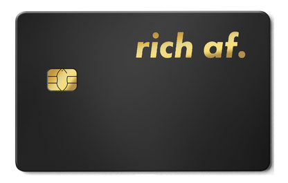 Rich AF metal card by Gold Wraps, premium black stainless steel statement card