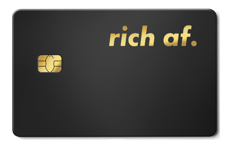 Rich AF metal card by Gold Wraps, premium black stainless steel statement card
