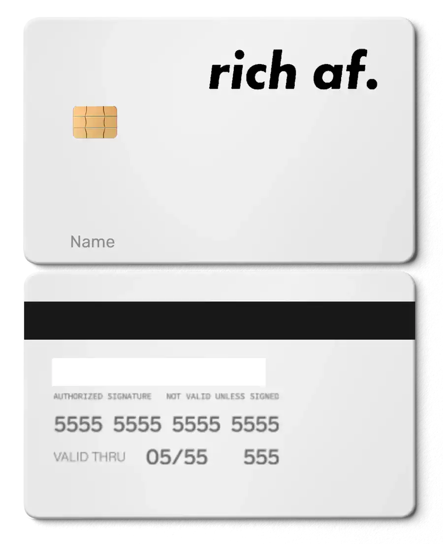Ultra-premium Rich AF metal card with luxurious engraved design, elite custom metal card for global buyers