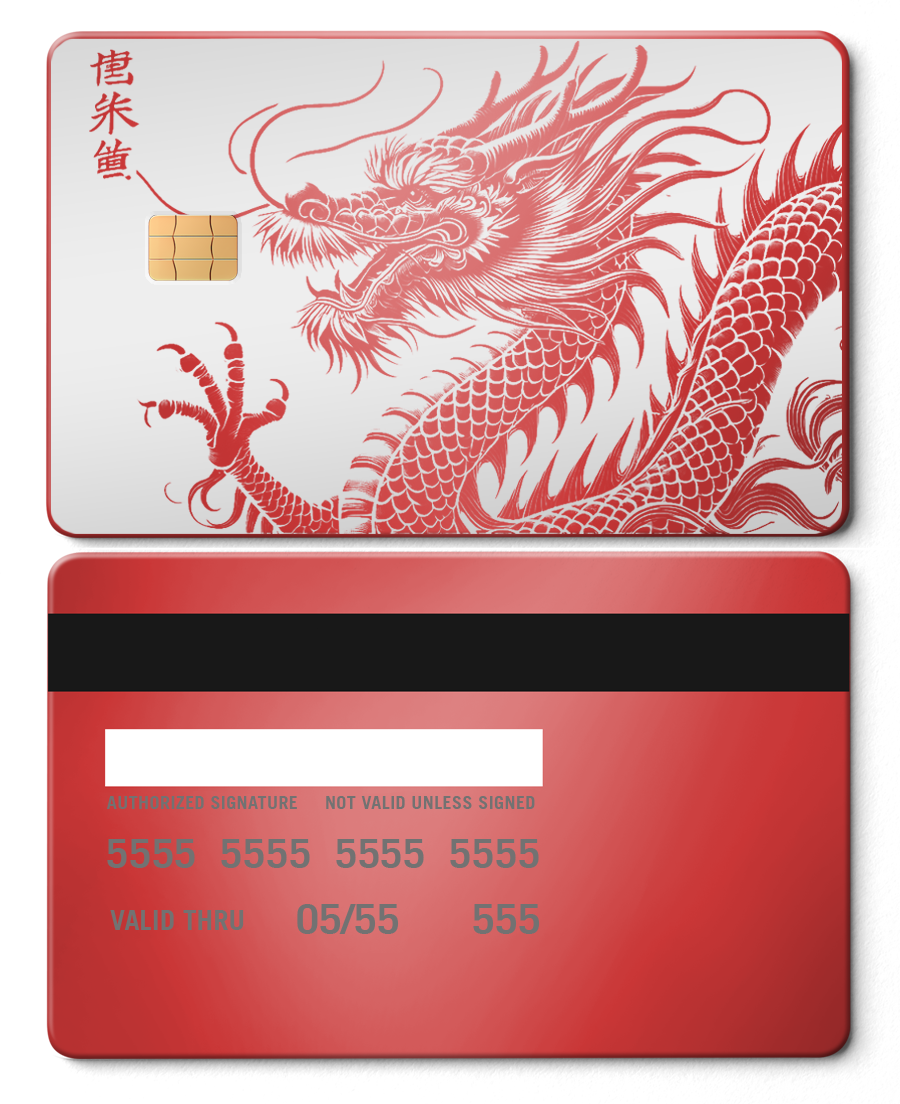 Collector showcase of Script Dragon metal card, high-end luxury custom metal card worldwide