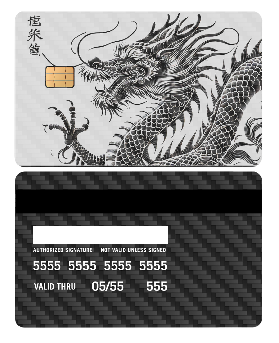 High-end personalized Script Dragon metal card with precision engraving, luxury metal card for collectors
