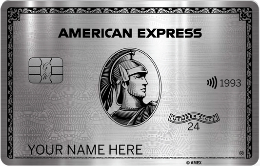 Platinum AMEX metal card by Gold Wraps, premium silver stainless steel luxury card