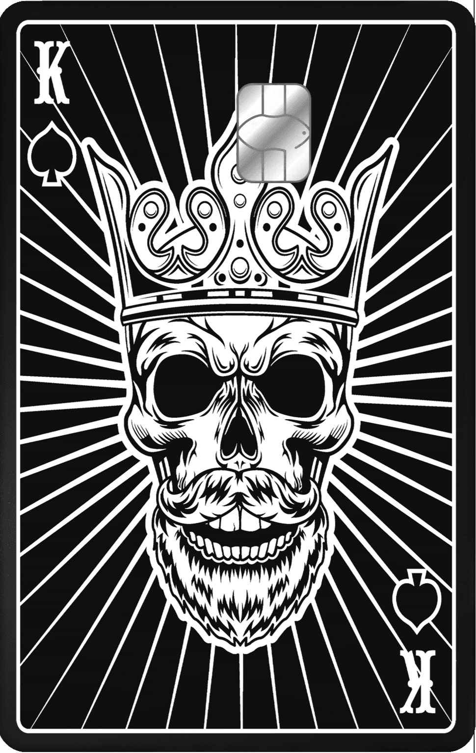 Luxury Skull King vertical metal card featuring dark artistic detailing and premium finish