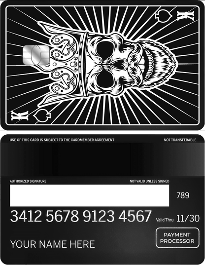 Exclusive Skull King vertical metal card with powerful skull artwork for high-end clients