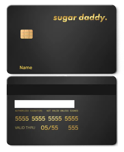 Exclusive Sugar Daddy metal card with sophisticated engraved artwork, premium custom metal card worldwide
