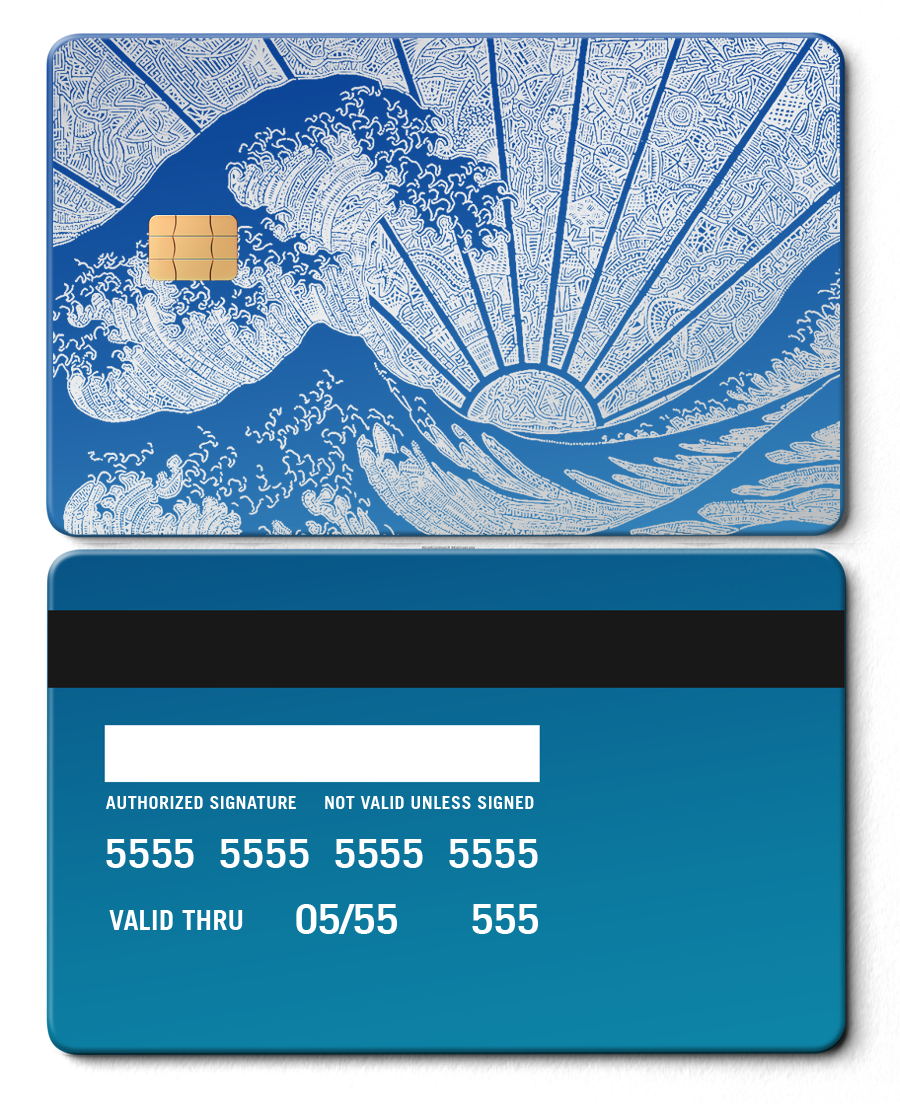 Elite The Great Wave metal card with meticulous finishing, premium custom metal card for international buyers
