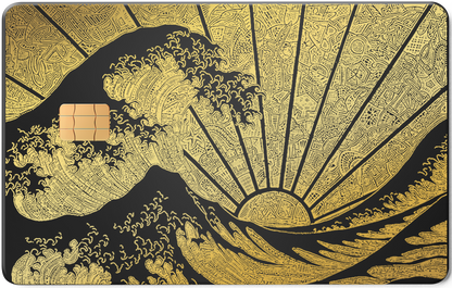 The Great Wave metal card by Gold Wraps, stainless steel with Hokusai wave design