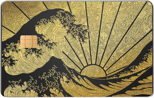 The Great Wave metal card by Gold Wraps, stainless steel with Hokusai wave design