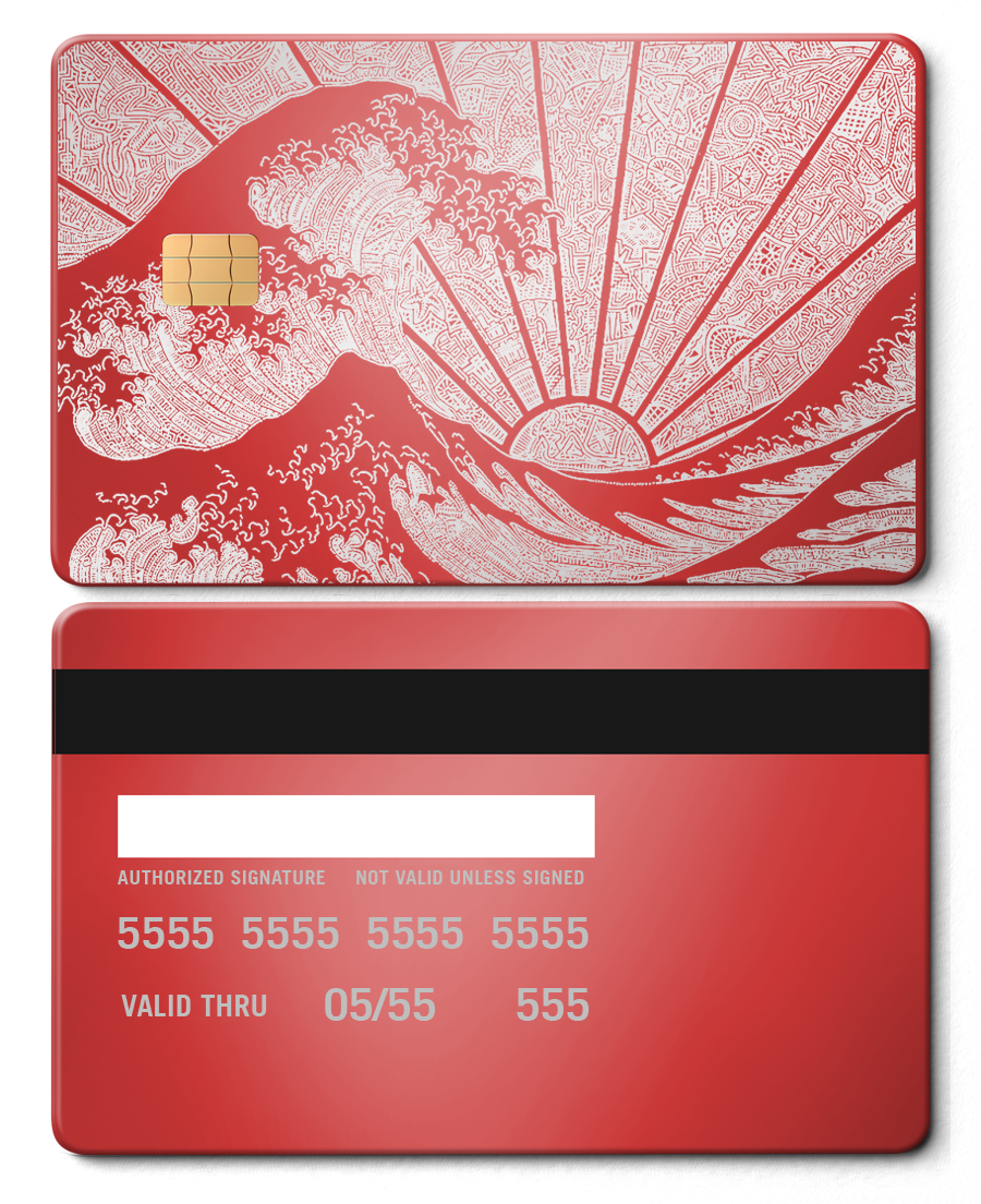 Premium The Great Wave metal card showcased with luxury craftsmanship, custom metal card for global collectors