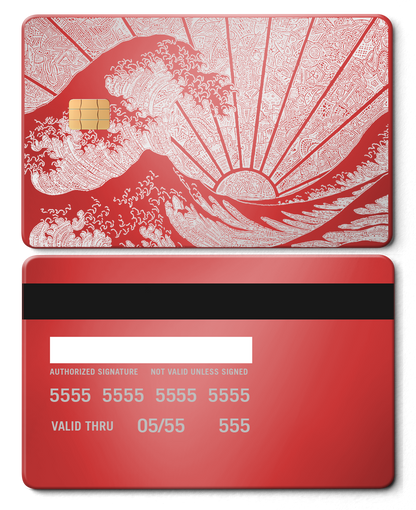 Premium The Great Wave metal card showcased with luxury craftsmanship, custom metal card for global collectors
