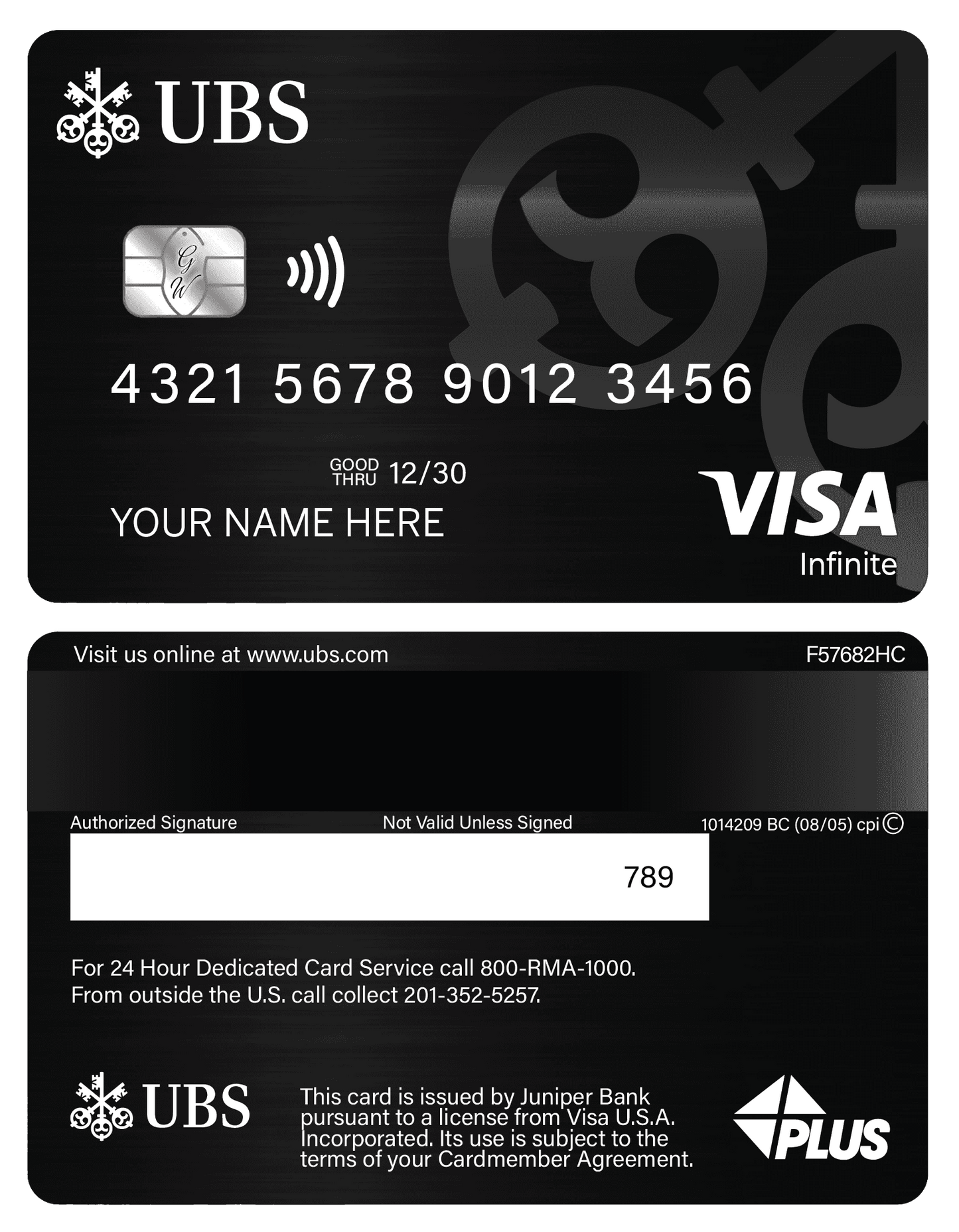 Luxury UBS metal card with sophisticated corporate styling