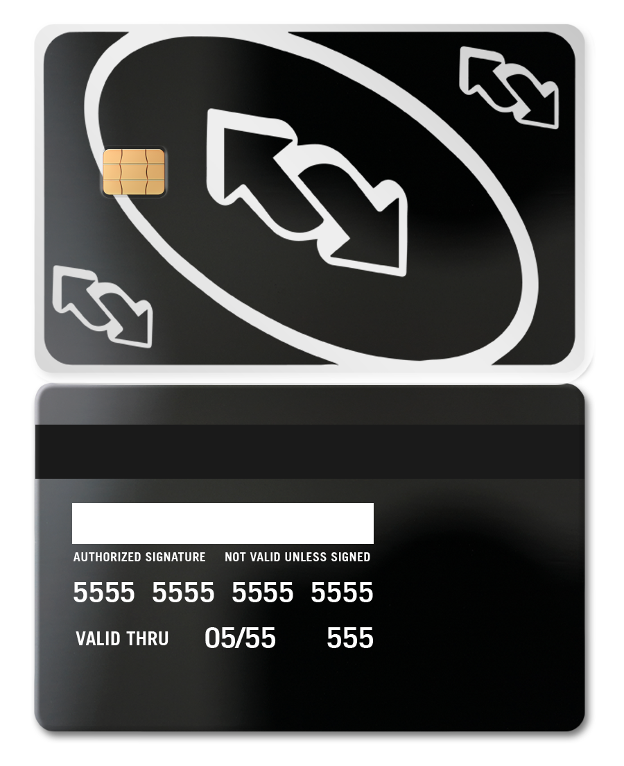UNO Reverse metal card with intricate engraved artwork, premium custom metal card for international collectors