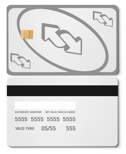 Premium artwork series UNO Reverse metal card with intricate engraving, elite custom metal card worldwide