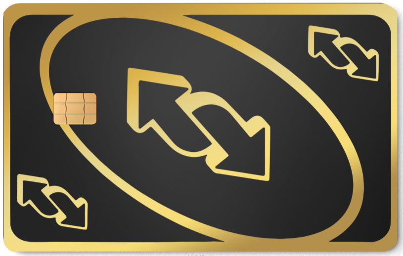 UNO Reverse metal card by Gold Wraps, premium stainless steel novelty card