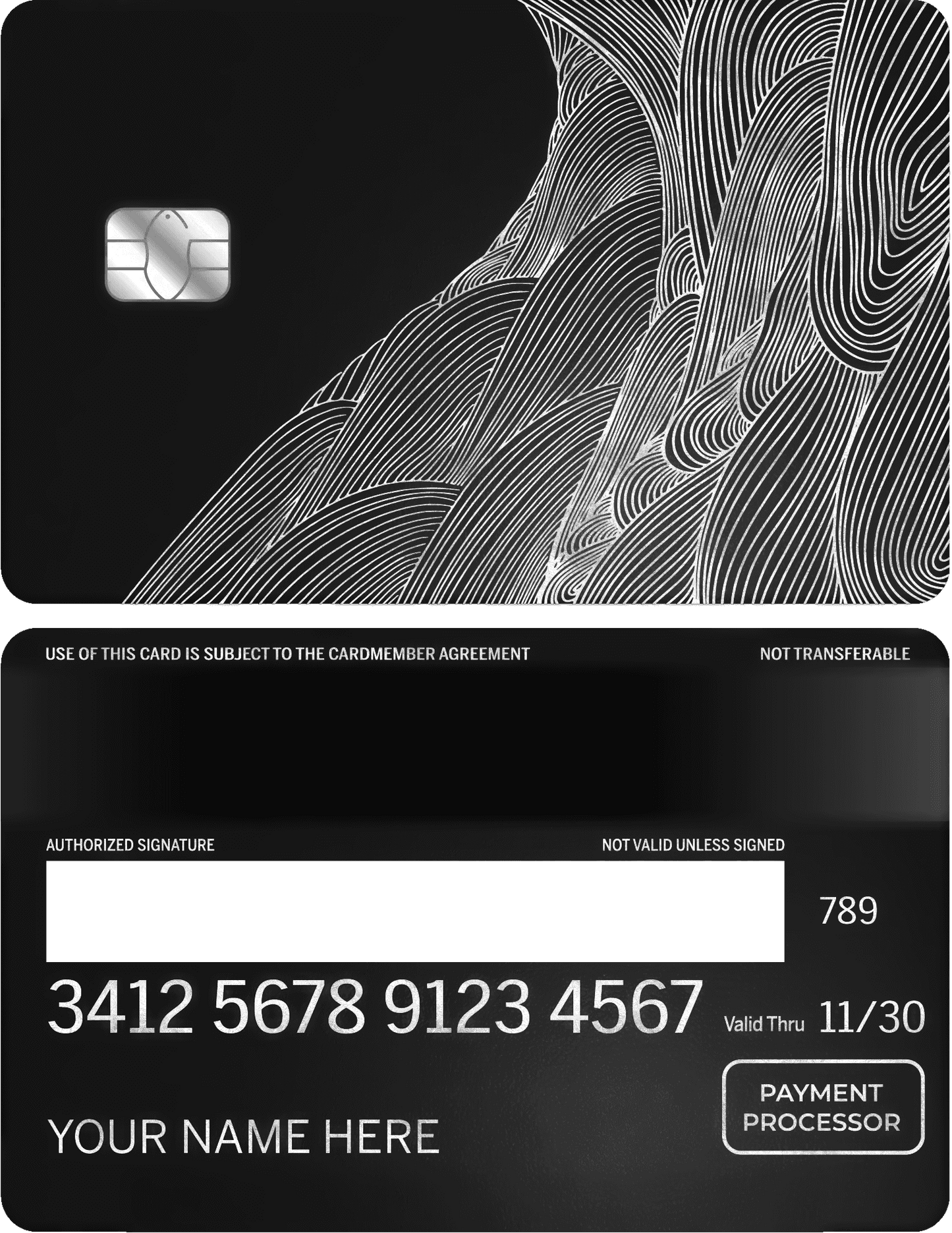 Exclusive Wavy Mahol vertical metal card with premium engraved wave artwork